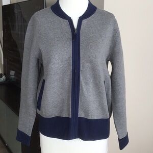 Vineyard Vines Women's Gray and Blue Baseball Style Sweater
